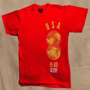 10.Deep RARE Men's Small Red T-Shirt: "EEUU VCTRY"